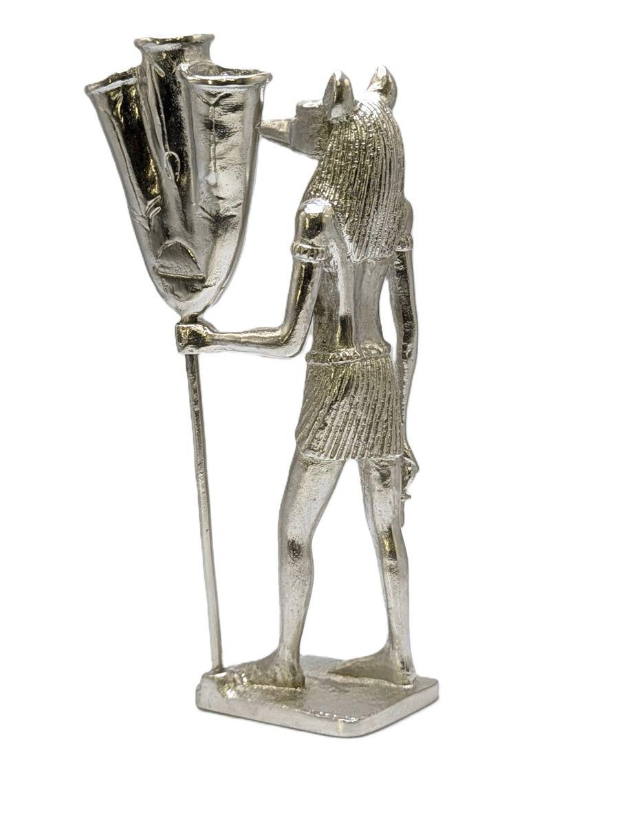 Anubis Egyptian God Pewter Pen Holder Decor Collectible