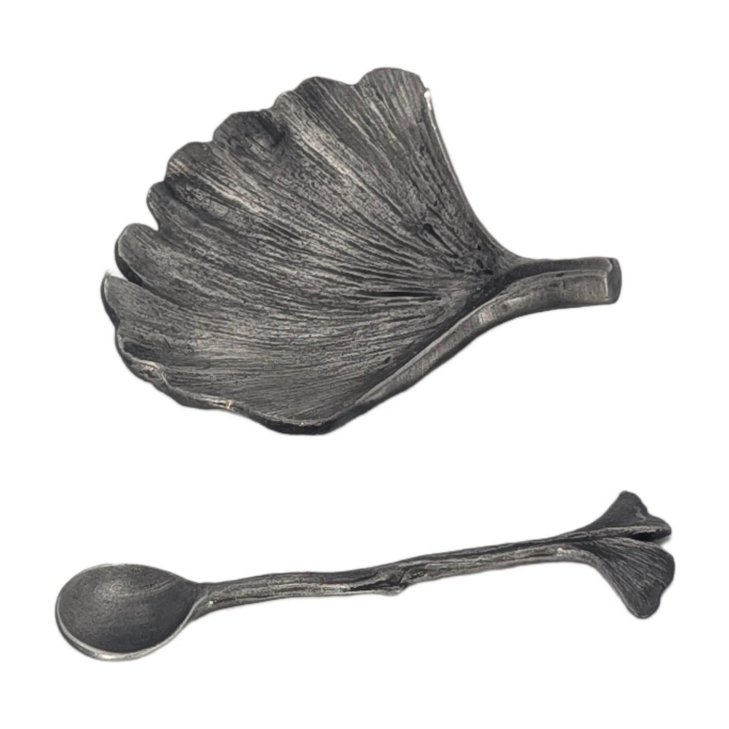 Ginkgo Minimalist Decorative Pewter Salt Dish Set Inspired by Nature