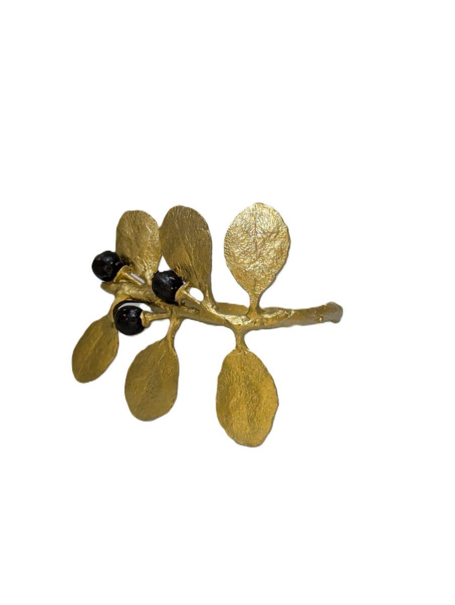 Japanese Holly Pewter Napkin Ring Set of 4 Inspired by Nature