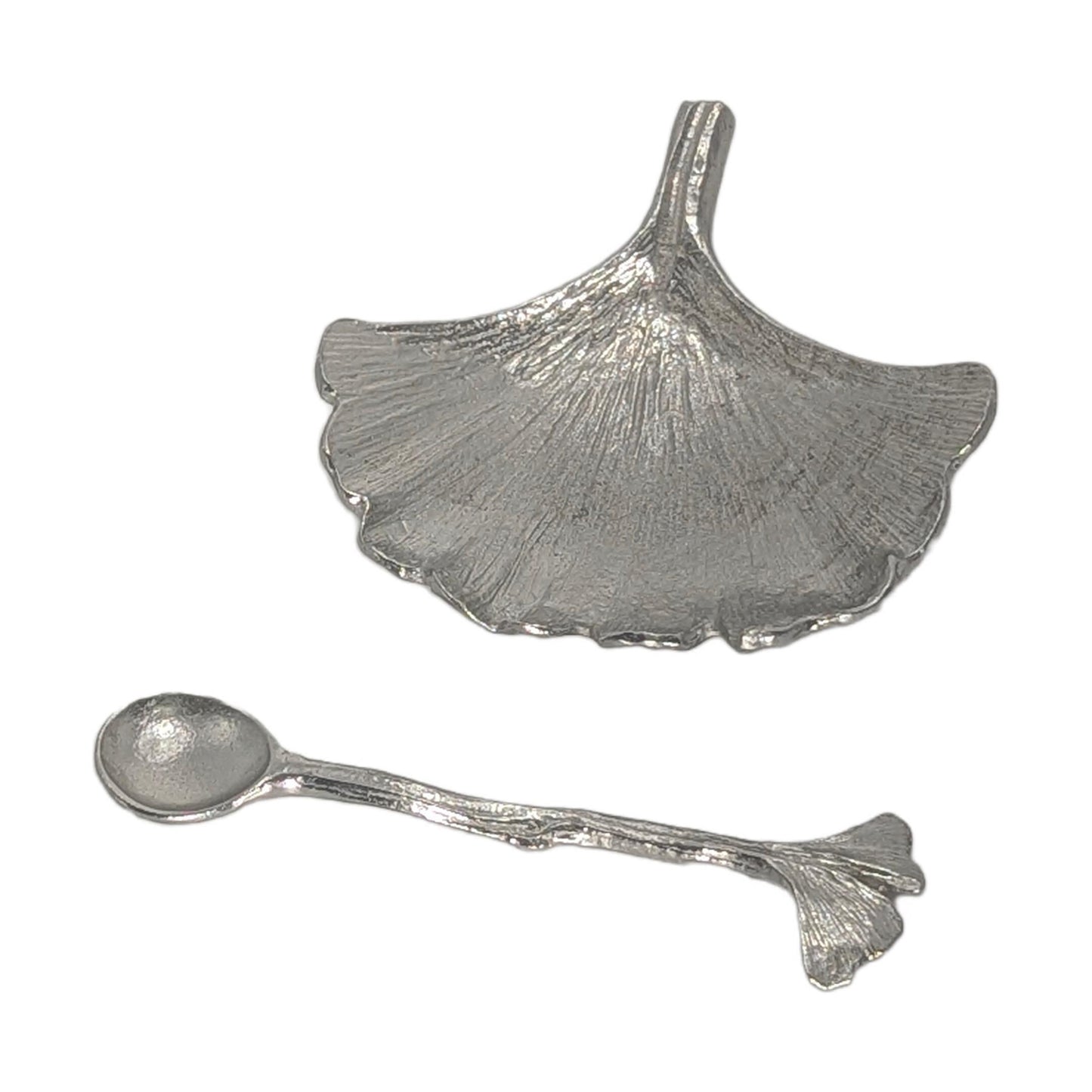 Ginkgo Minimalist Decorative Pewter Salt Dish Set Inspired by Nature