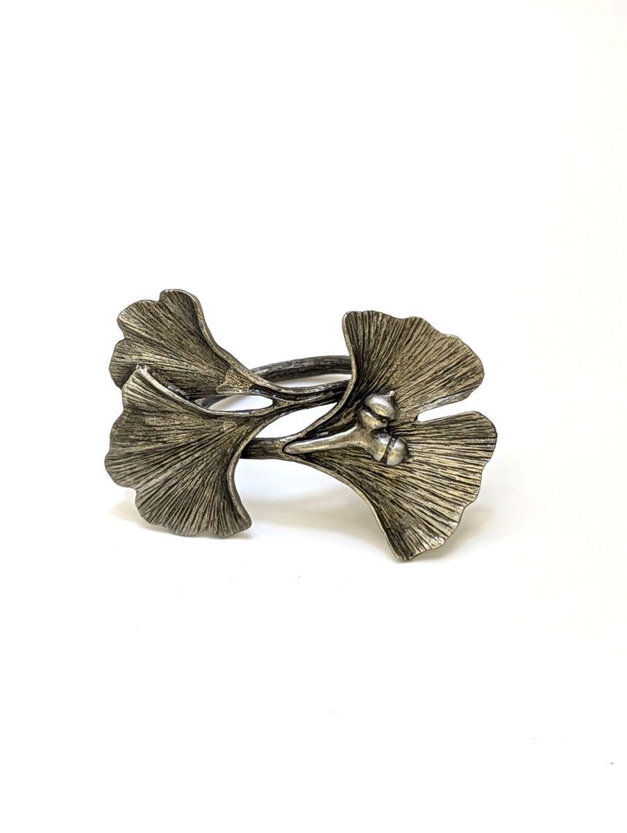 Ginkgo Pewter Adjustable Napkin Ring Set of 4 Inspired by Nature