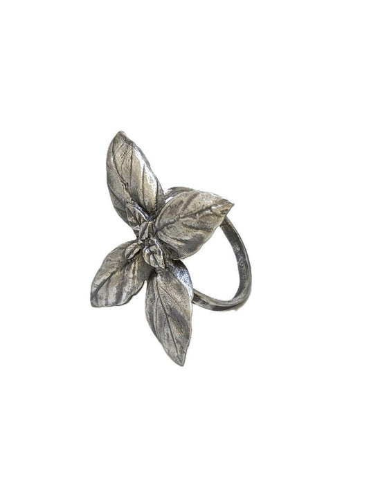 Basil Italian Herb Pewter Napkin Ring Set of 4 Inspired by Nature