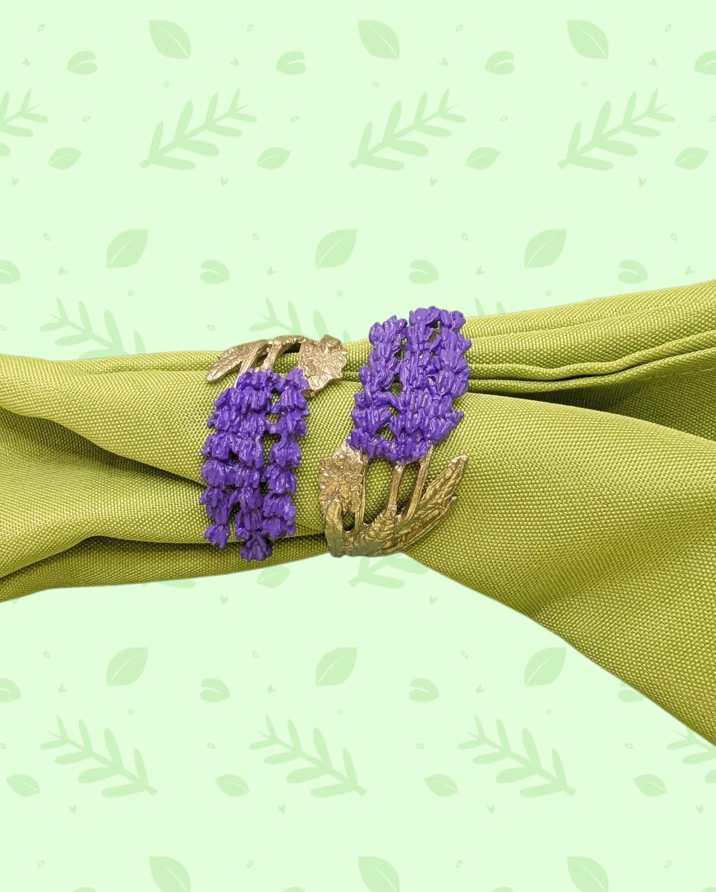 Lavender Pewter Adjustable Napkin Ring Set of 4 Inspired by Nature