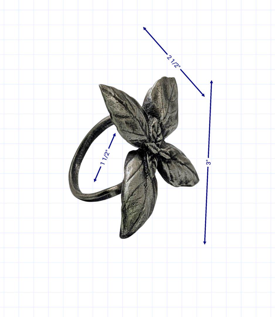 Basil Italian Herb Pewter Napkin Ring Set of 4 Inspired by Nature