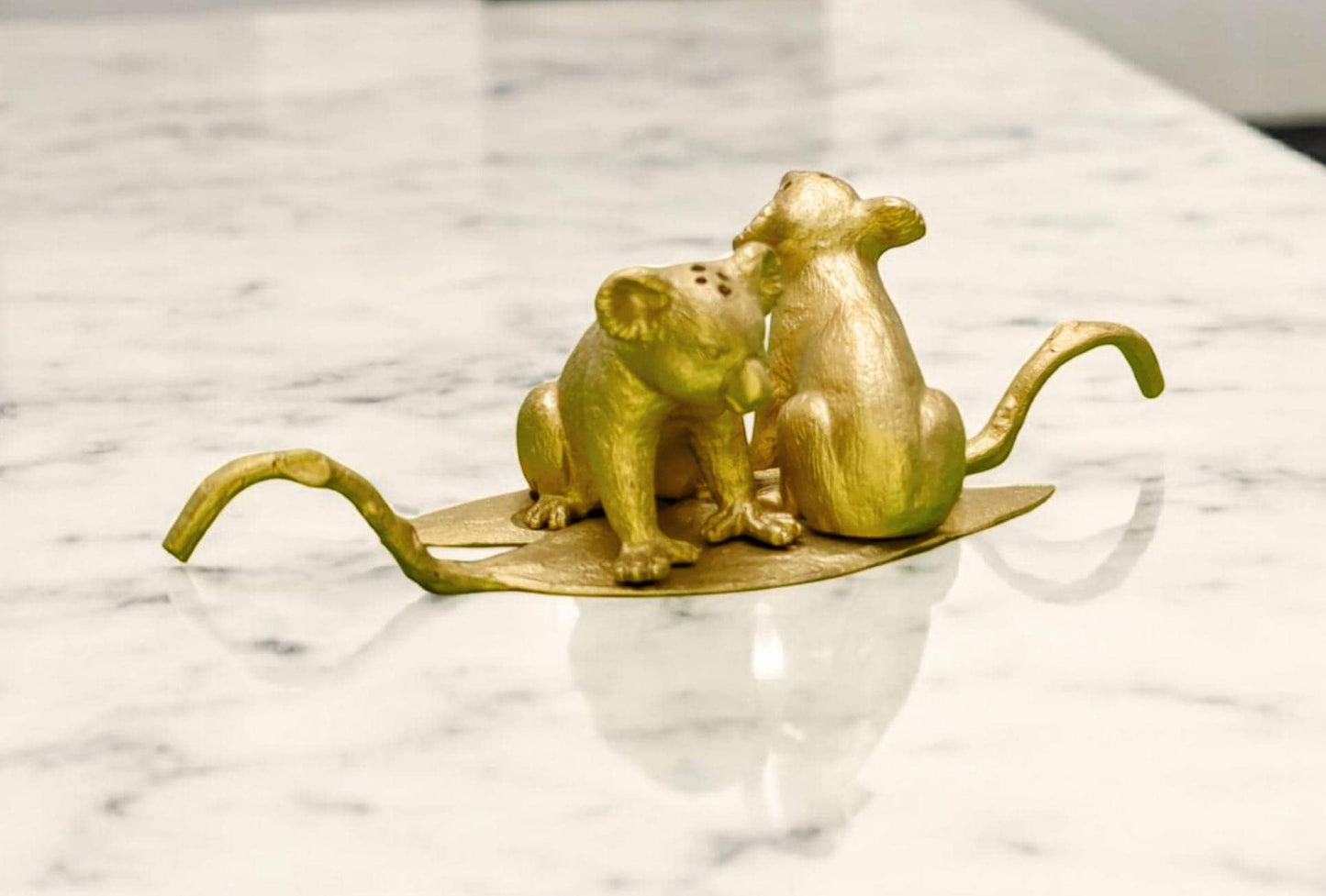 Koalas Miniature Minimalist Pewter Salt & Pepper Shakers Set Inspired by Nature Collectible