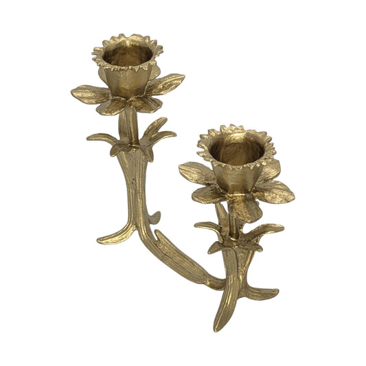 Daffodil Pewter Double Candle Holder Home Decor Inspired by Nature