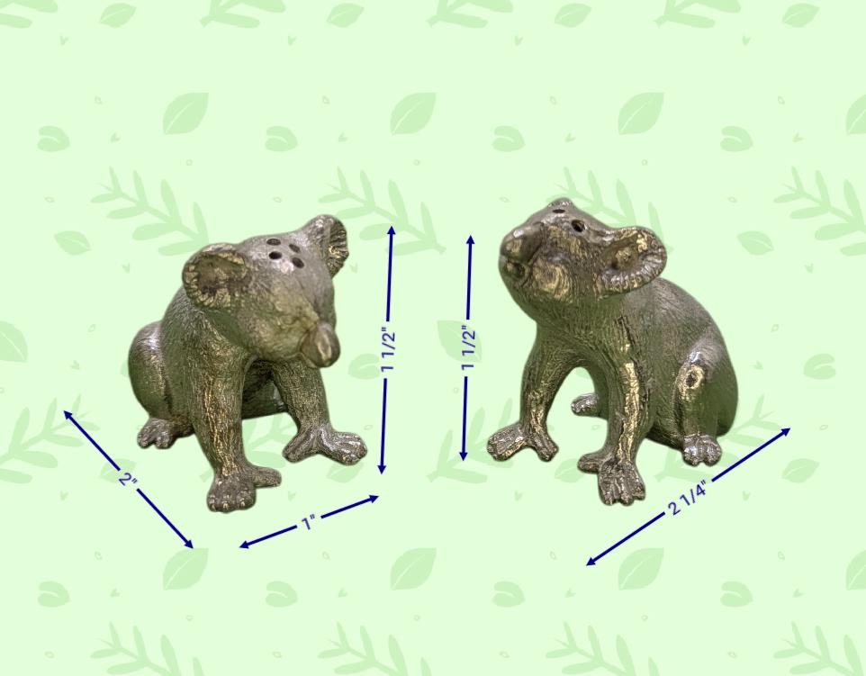 Koalas Miniature Minimalist Pewter Salt & Pepper Shakers Set Inspired by Nature Collectible