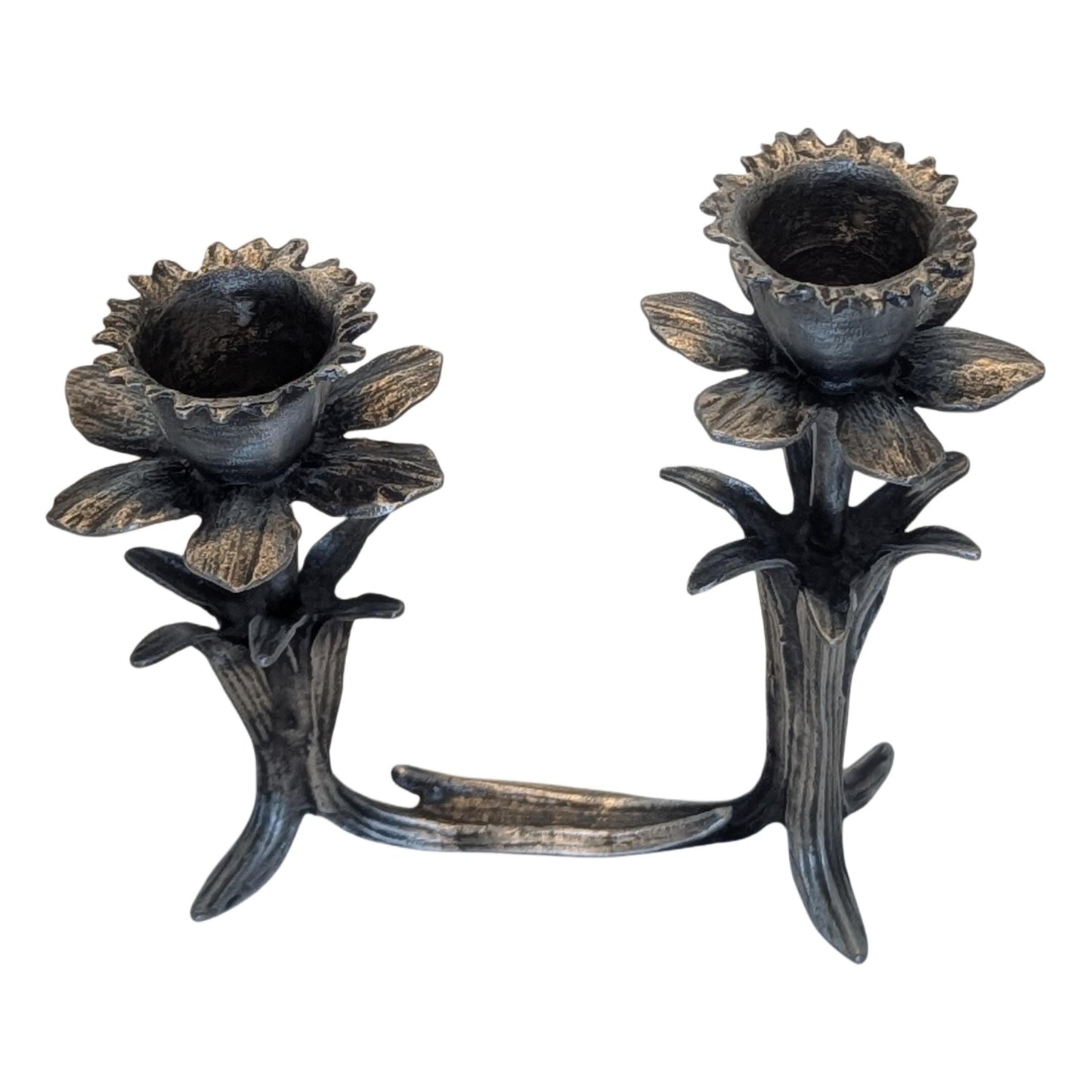 Daffodil Pewter Double Candle Holder Home Decor Inspired by Nature