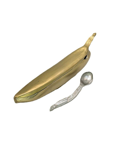 Unique Decorative Minimalist Pewter Banana Sugar Bowl Set Inspired by Nature