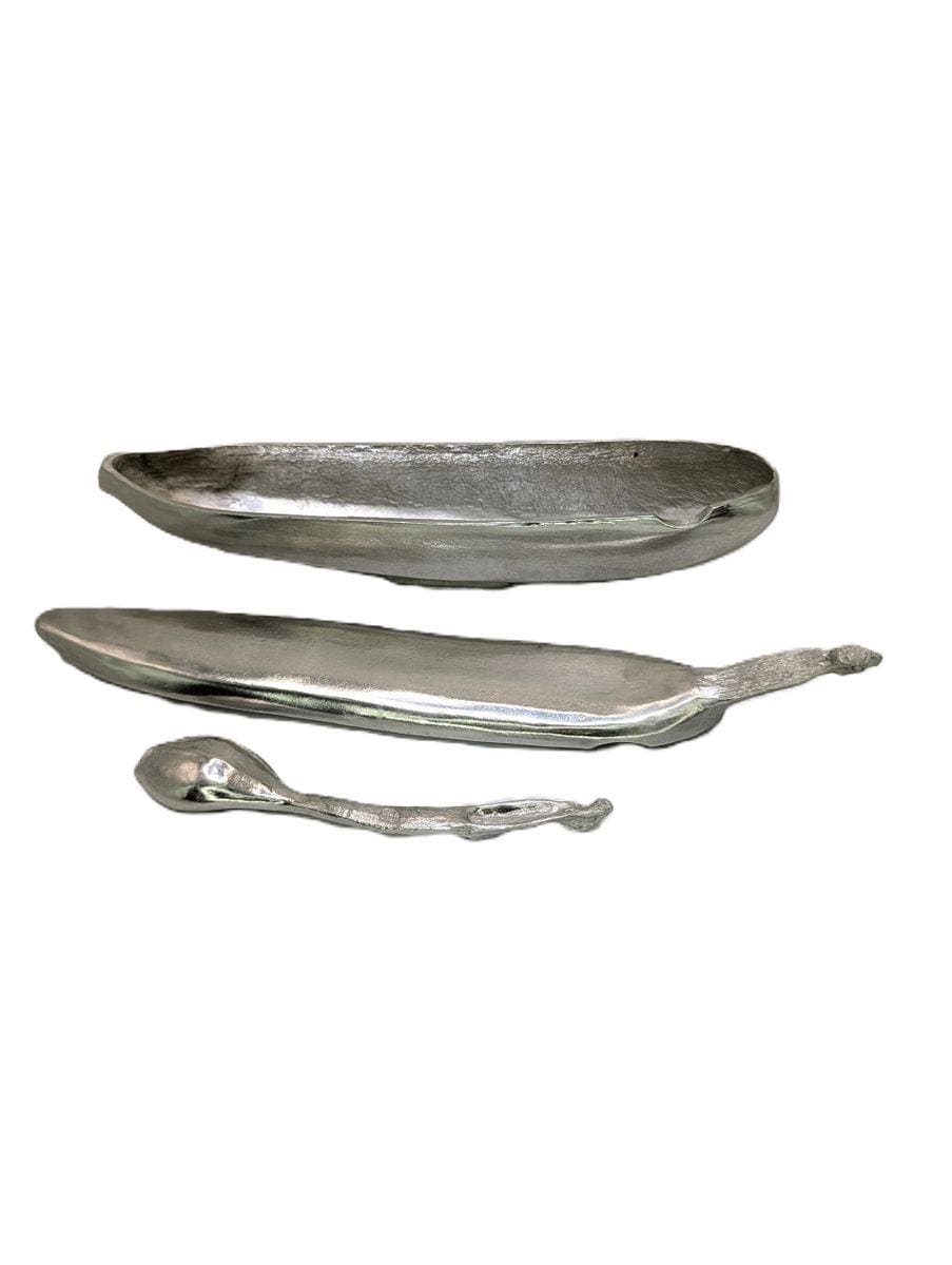 Unique Decorative Minimalist Pewter Banana Sugar Bowl Set Inspired by Nature