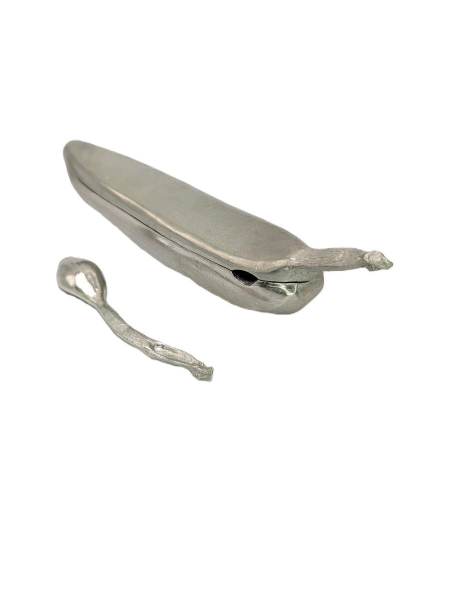 Unique Decorative Minimalist Pewter Banana Sugar Bowl Set Inspired by Nature