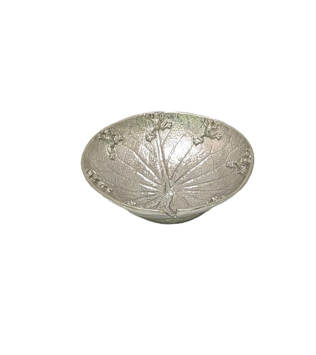 Waterlily with Frogs Pewter Minimalist Bowl Decor Collectible