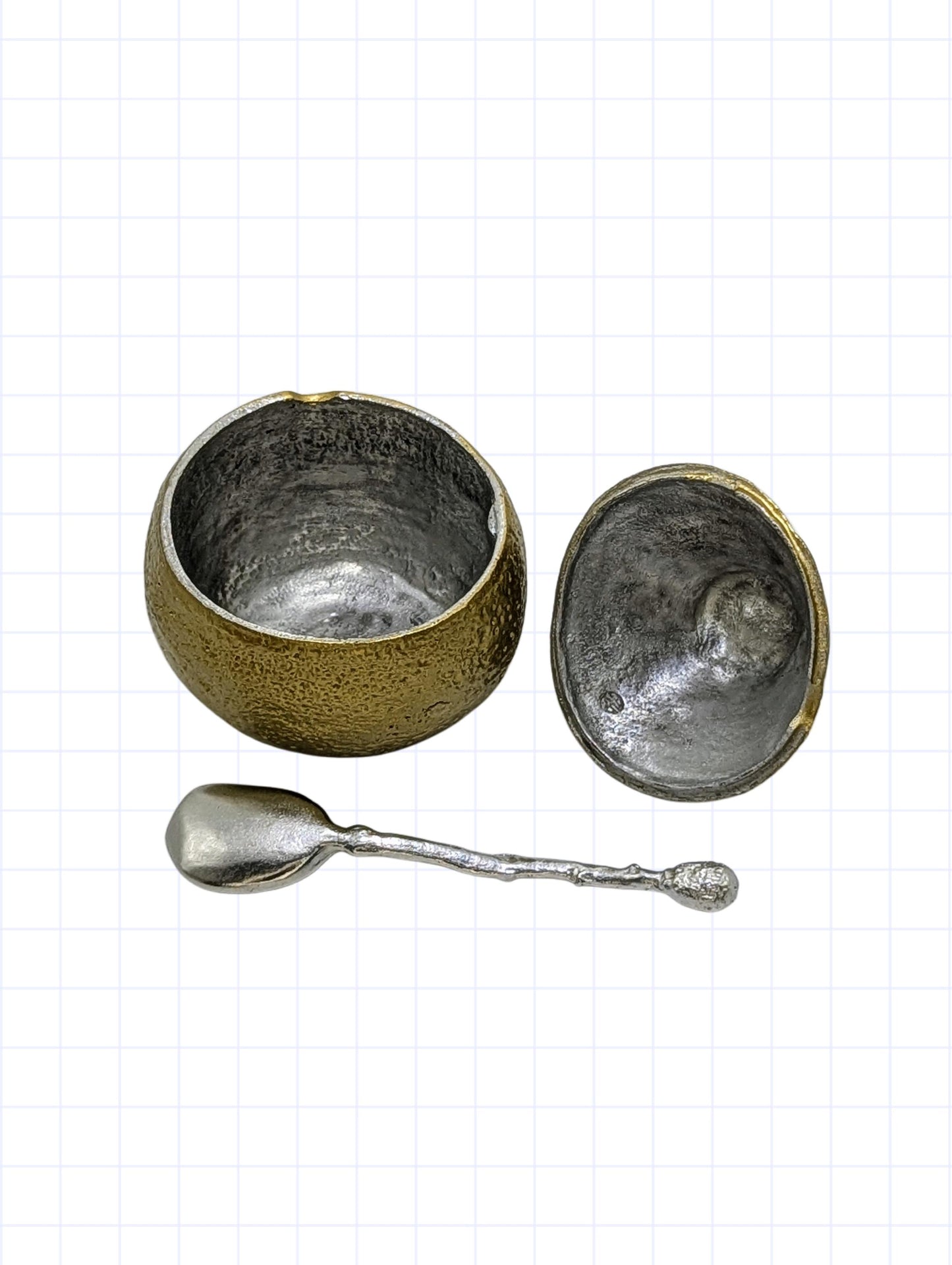 Unique Tangelo Citrus Minimalist Pewter Sugar Bowl Set Inspired by Nature Home Decor Collectible