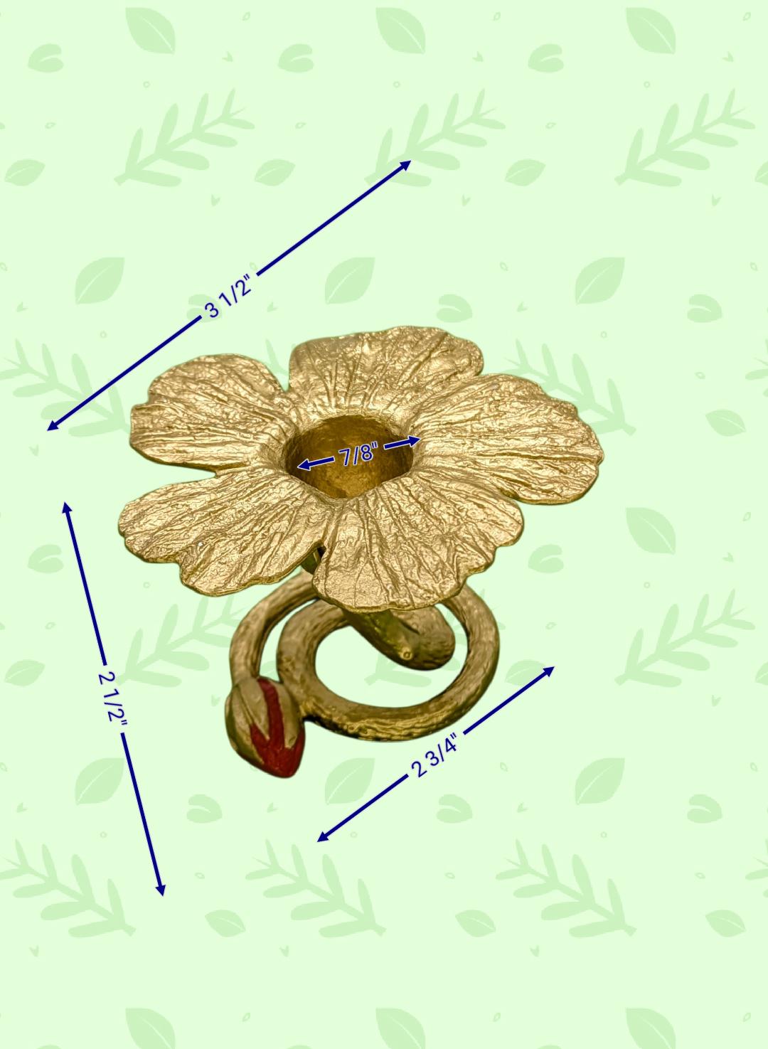 Hibiscus Pewter Taper Candle Holder Home Decor Inspired by Nature