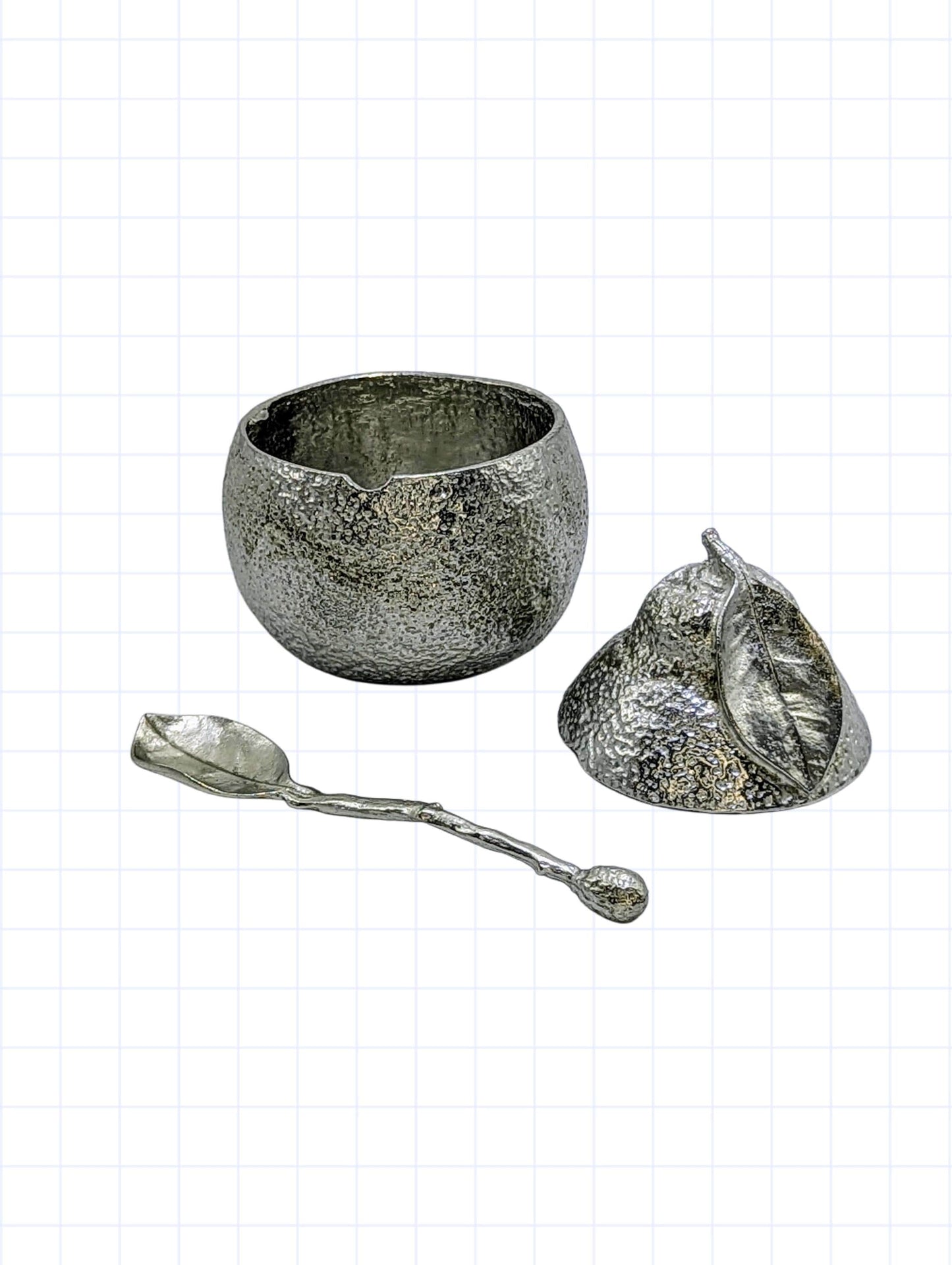 Unique Tangelo Citrus Minimalist Pewter Sugar Bowl Set Inspired by Nature Home Decor Collectible