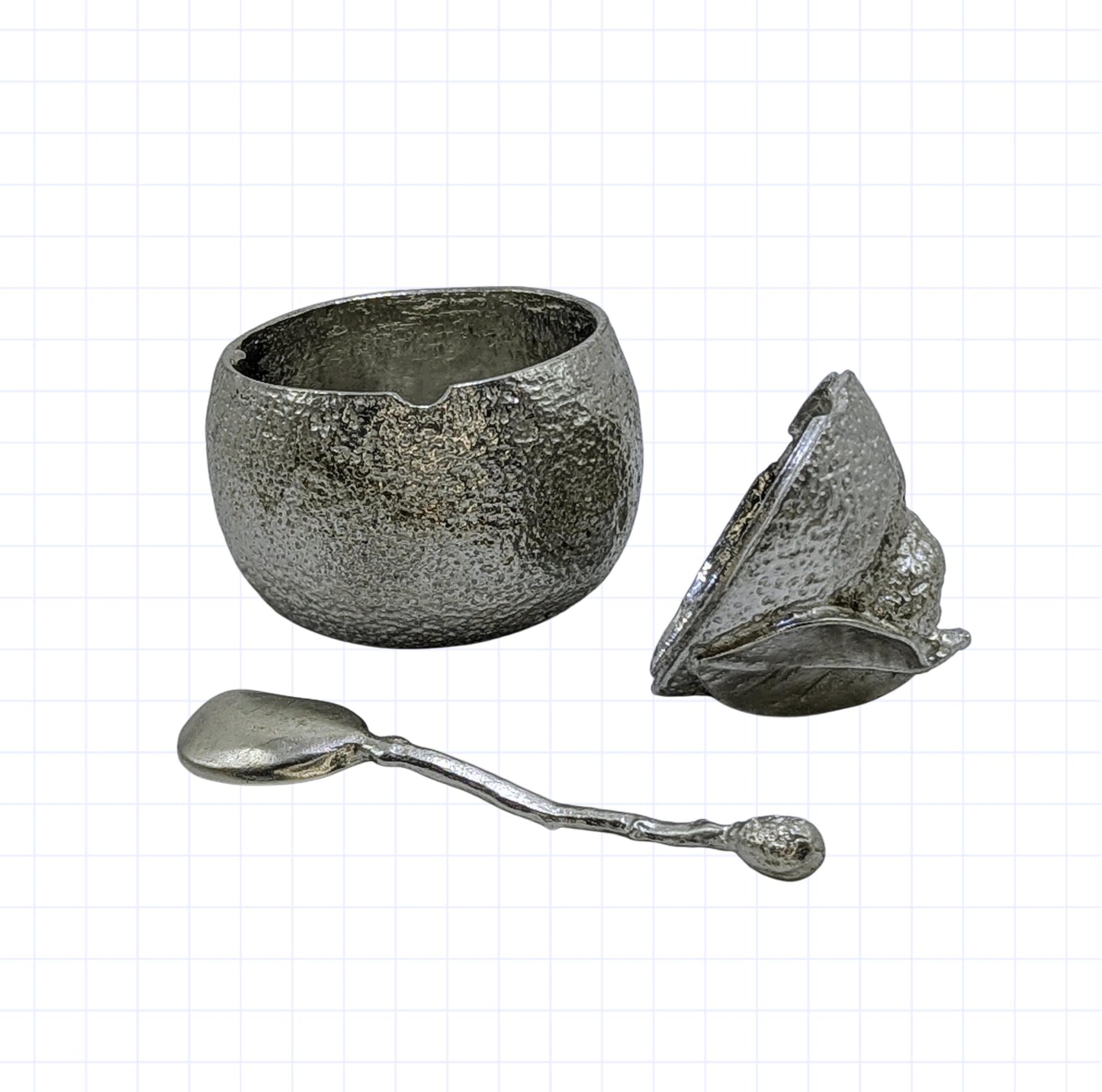 Unique Tangelo Citrus Minimalist Pewter Sugar Bowl Set Inspired by Nature Home Decor Collectible