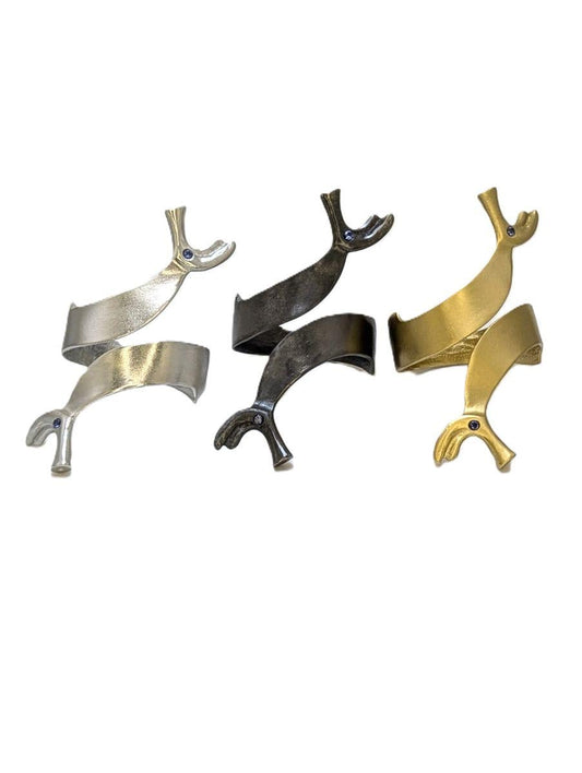 8th Century Greek Horse Adjustable Pewter Napkin Rings - Set of 4 Table Decor