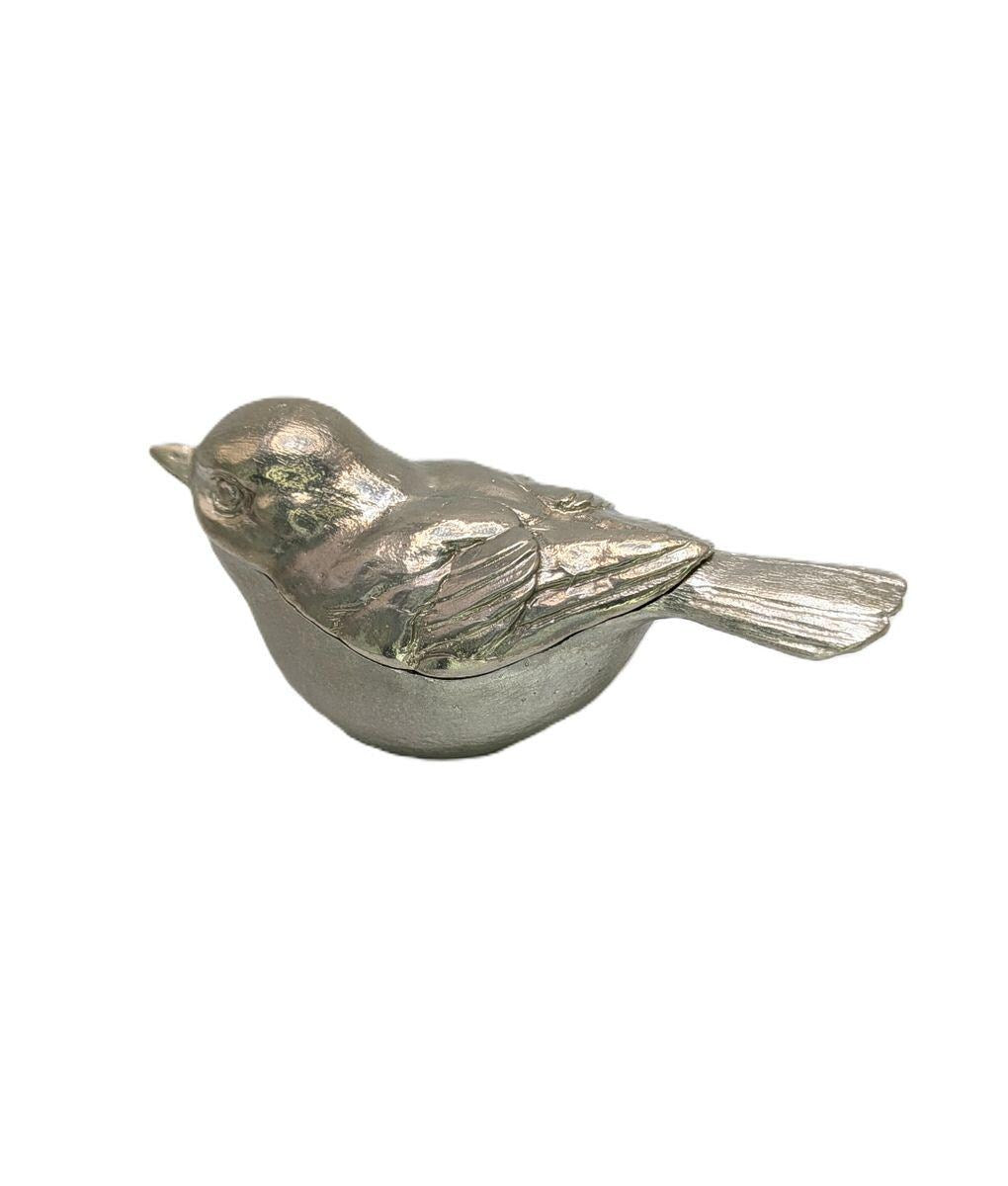 Sparrow Multifunctional Pewter Box Decor Inspired by Nature Collectible