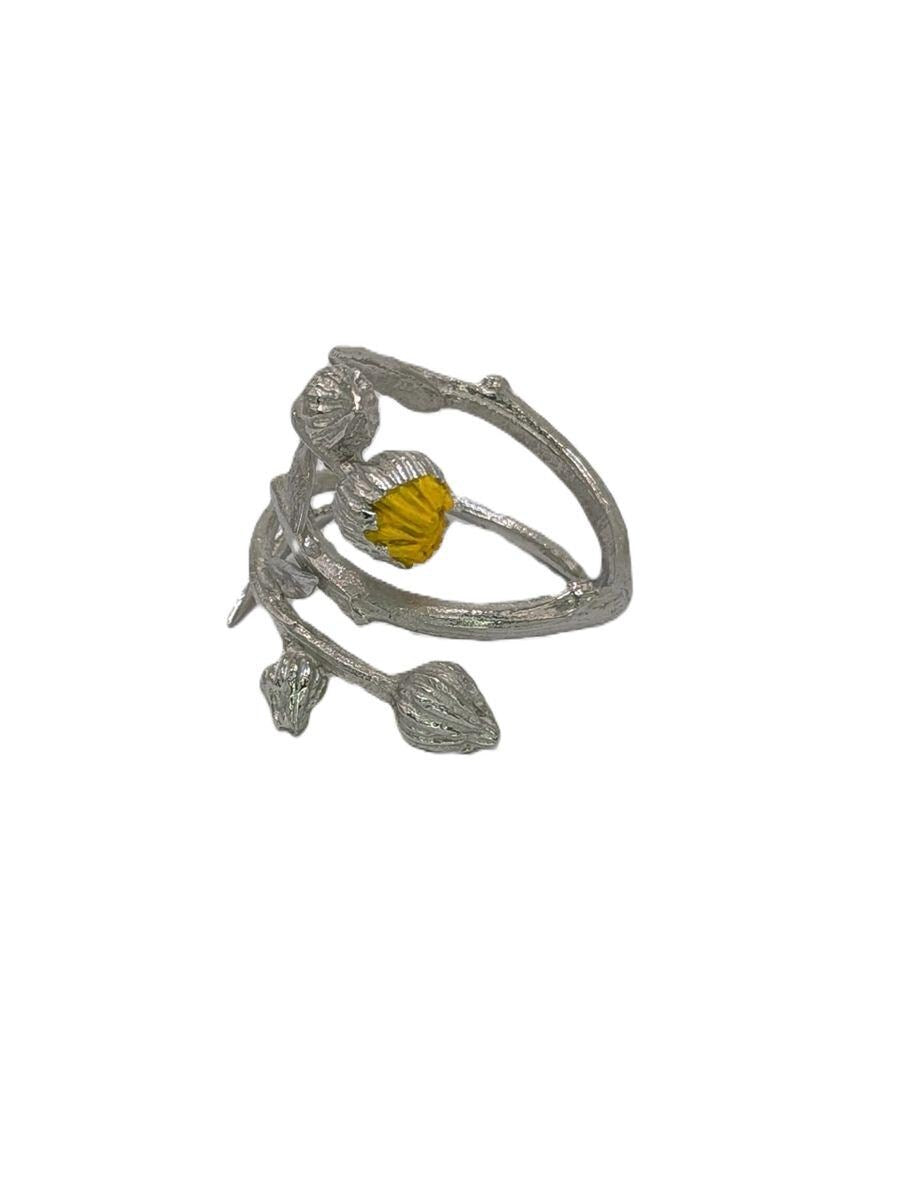 Calendula Adjustable Pewter Napkin Ring Set of 4 Inspired by Nature