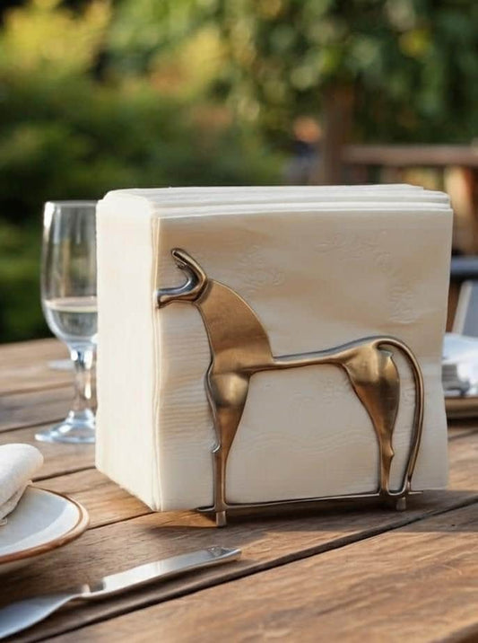 8th Century Greek Horse Replica Pewter Napkin and Letter Holder