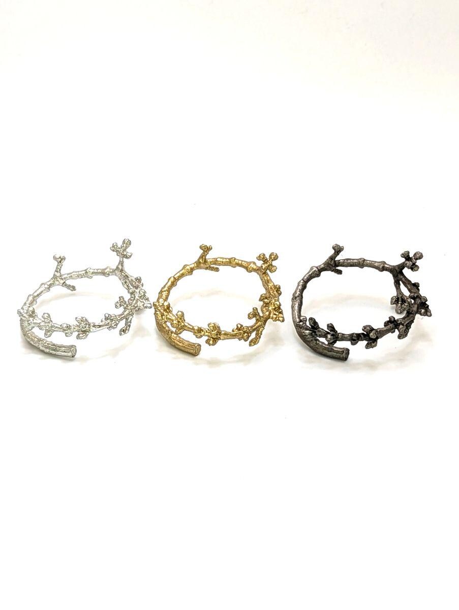 Maple Spring Buds Adjustable Pewter Napkin Ring Set of 4 Inspired by Nature