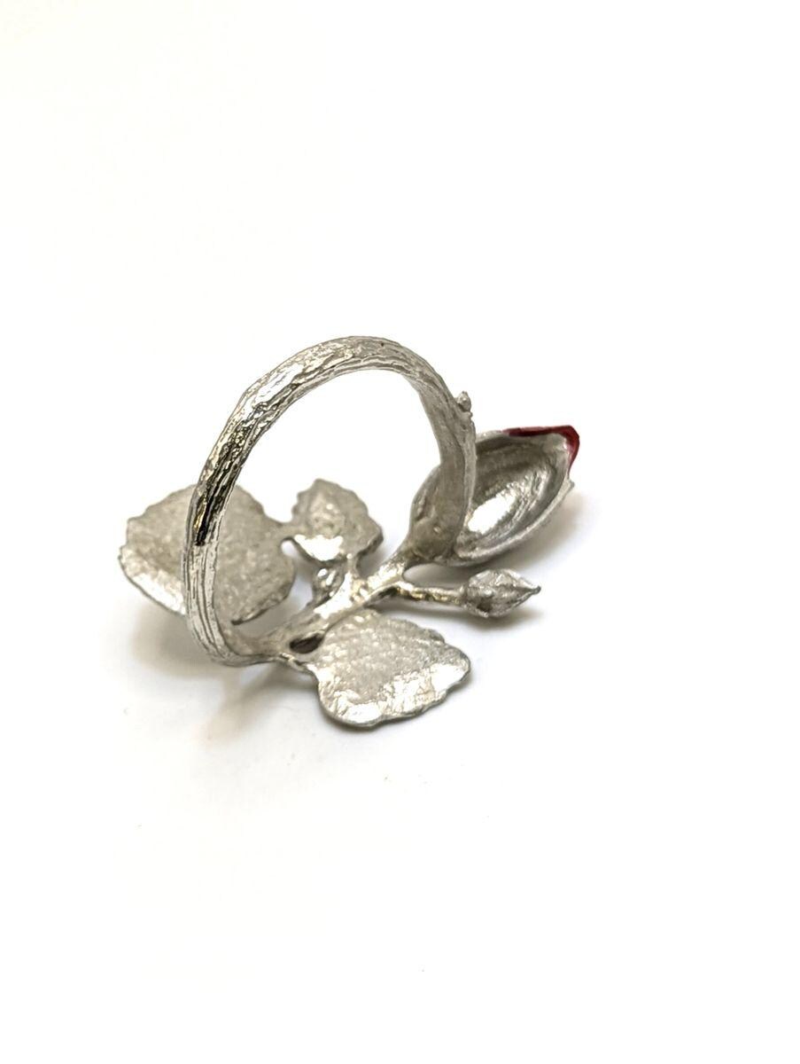 Elegant Hibiscus Bud Pewter Napkin Ring Set of 4 Inspired by Nature