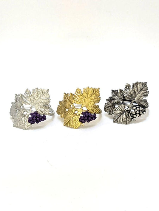 Grapes Pewter Napkin Ring Set of 4 Inspired by Nature