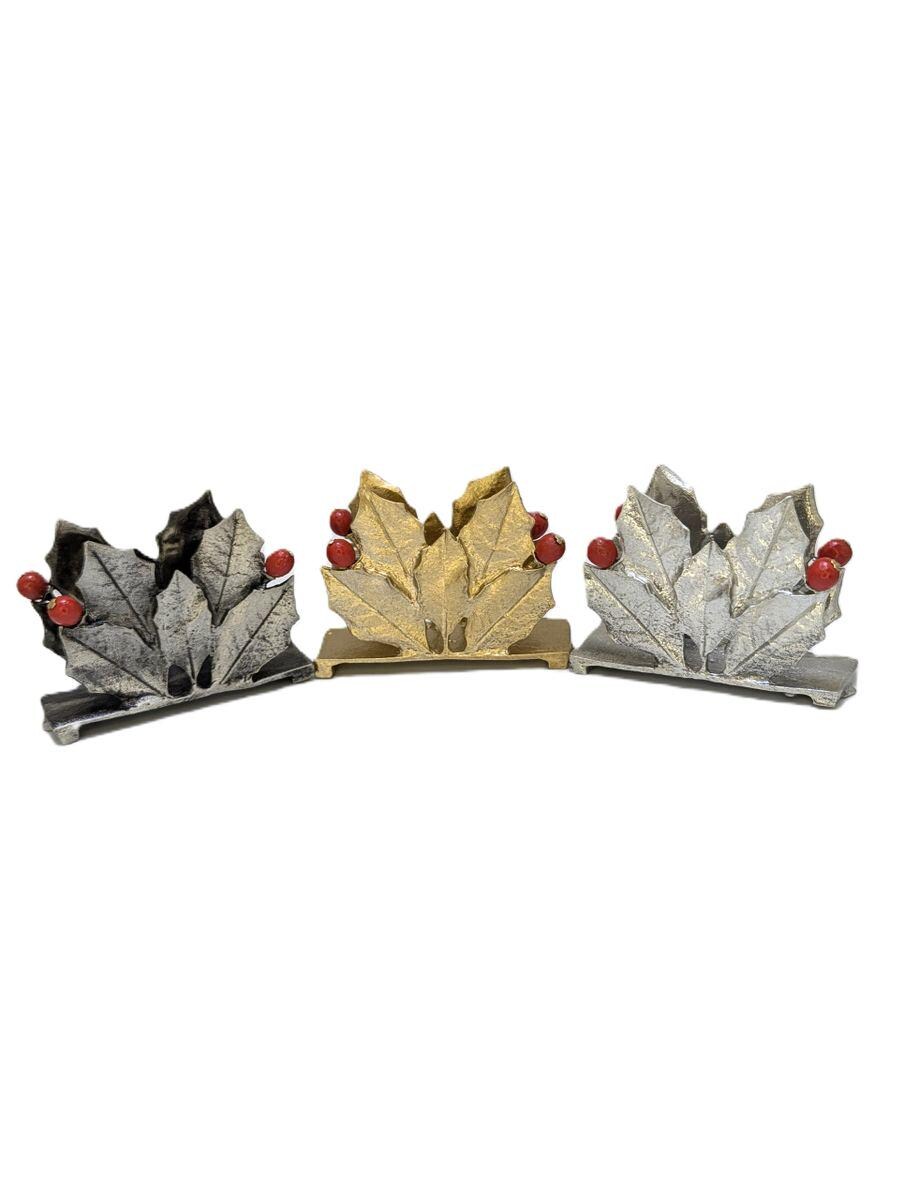 Holly Pewter Business Card Holder Decor Inspired by Nature