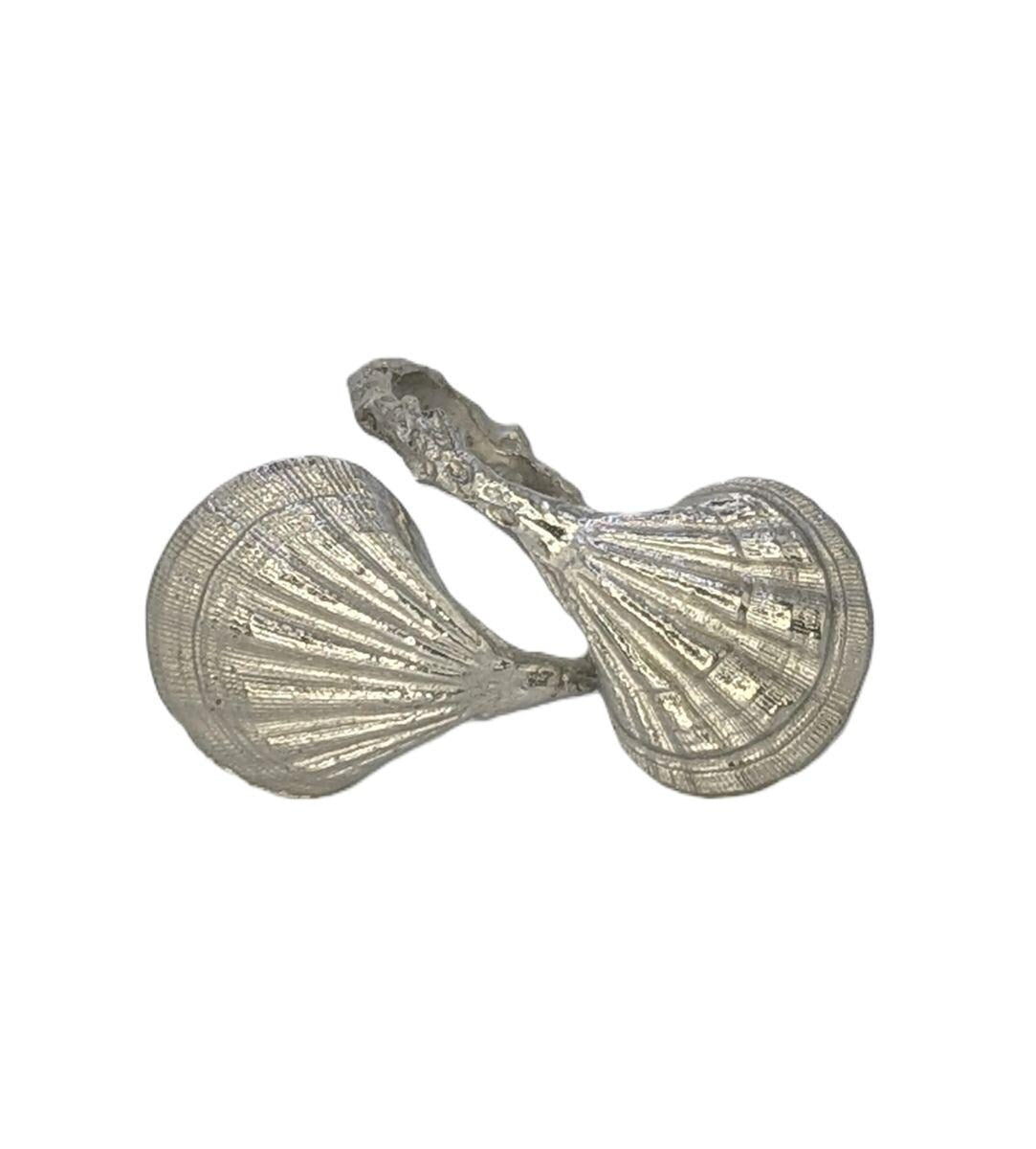Seashells/Coral Adjustable Pewter Napkin Ring Set of 4 Home Decor Inspired by Nature