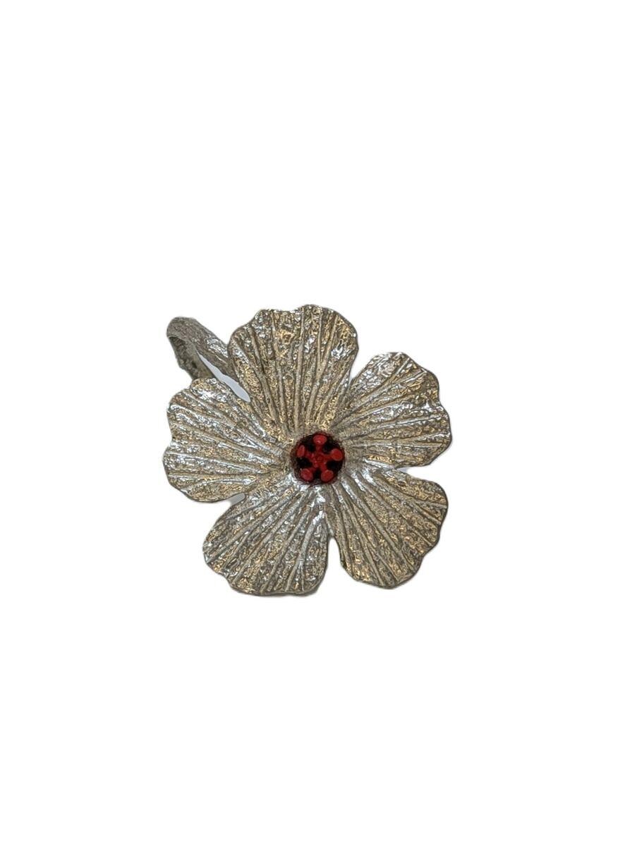 Hibiscus Flower Adjustable Pewter Napkin Ring Set of 4 Inspired by Nature