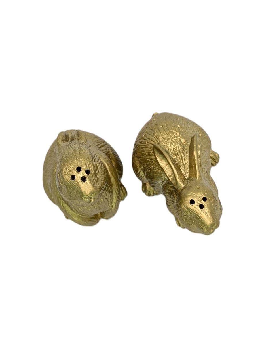 Mr. and Mrs. Bunny Minimalist Pewter Salt & Pepper Shakers Set Collectible