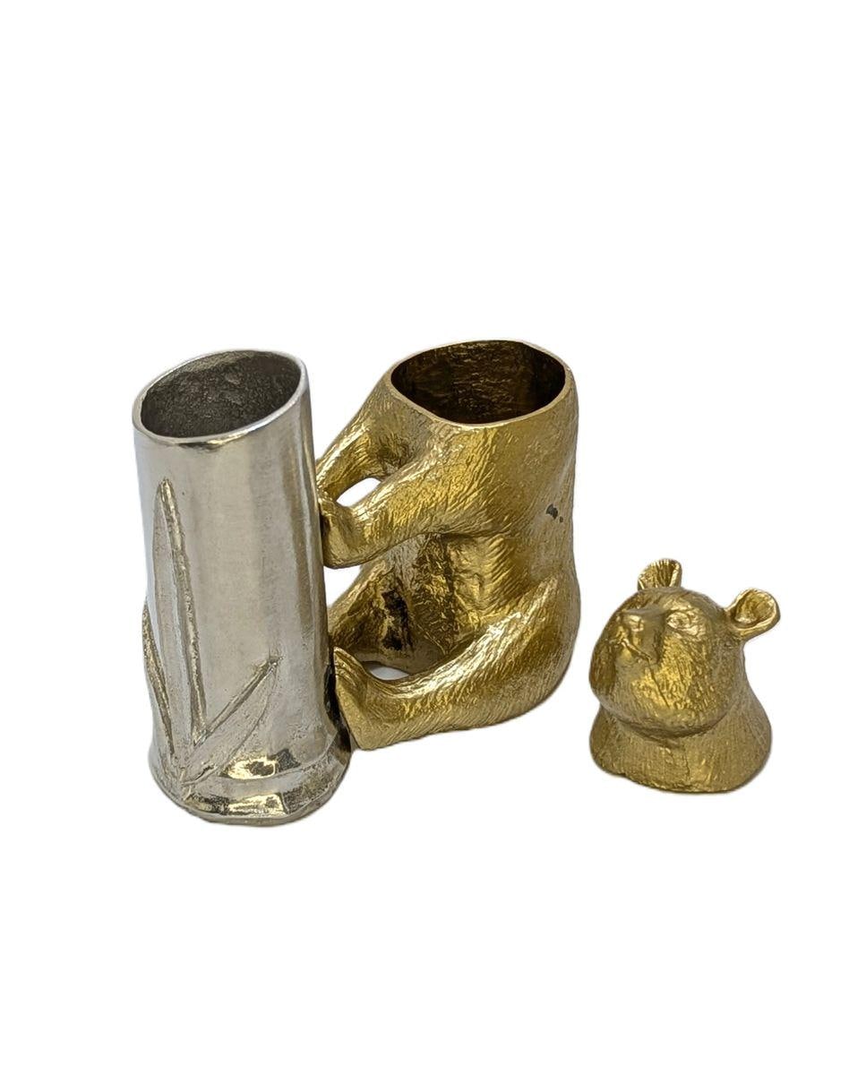 Giant Panda Bamboo Unique Pewter Pen Holder & Hideout Box Decor