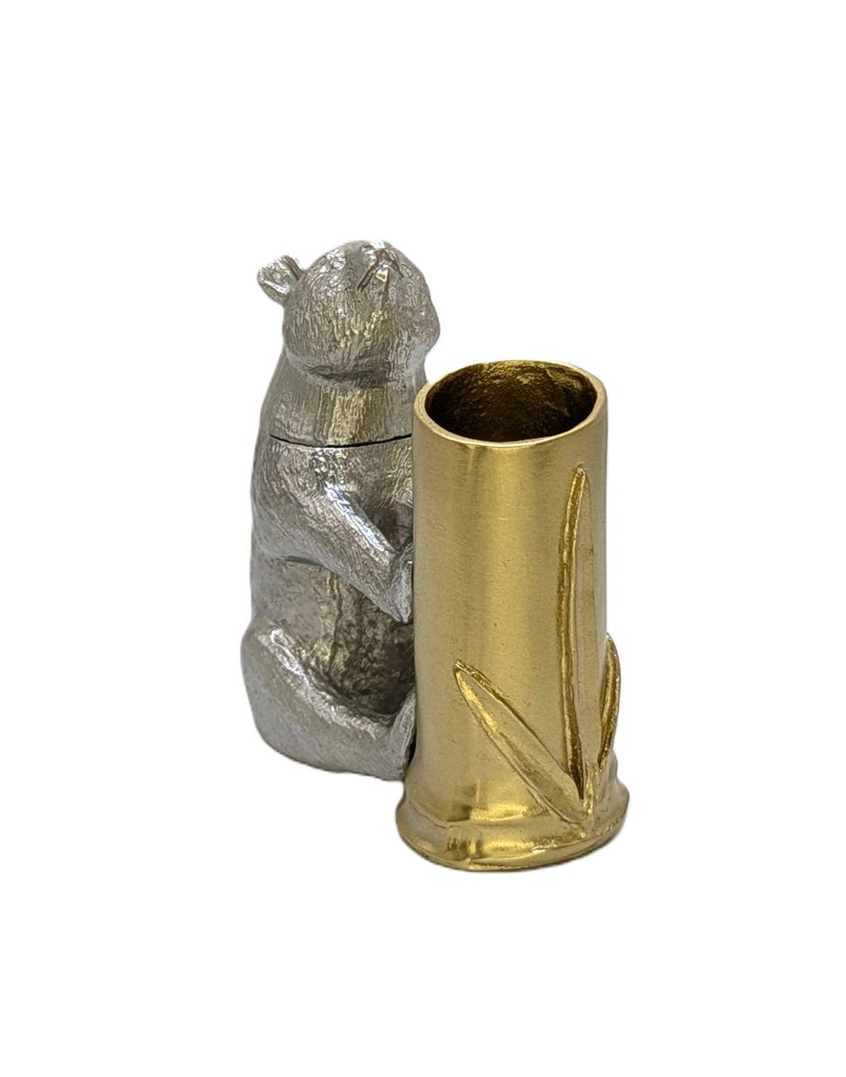 Giant Panda Bamboo Unique Pewter Pen Holder & Hideout Box Decor