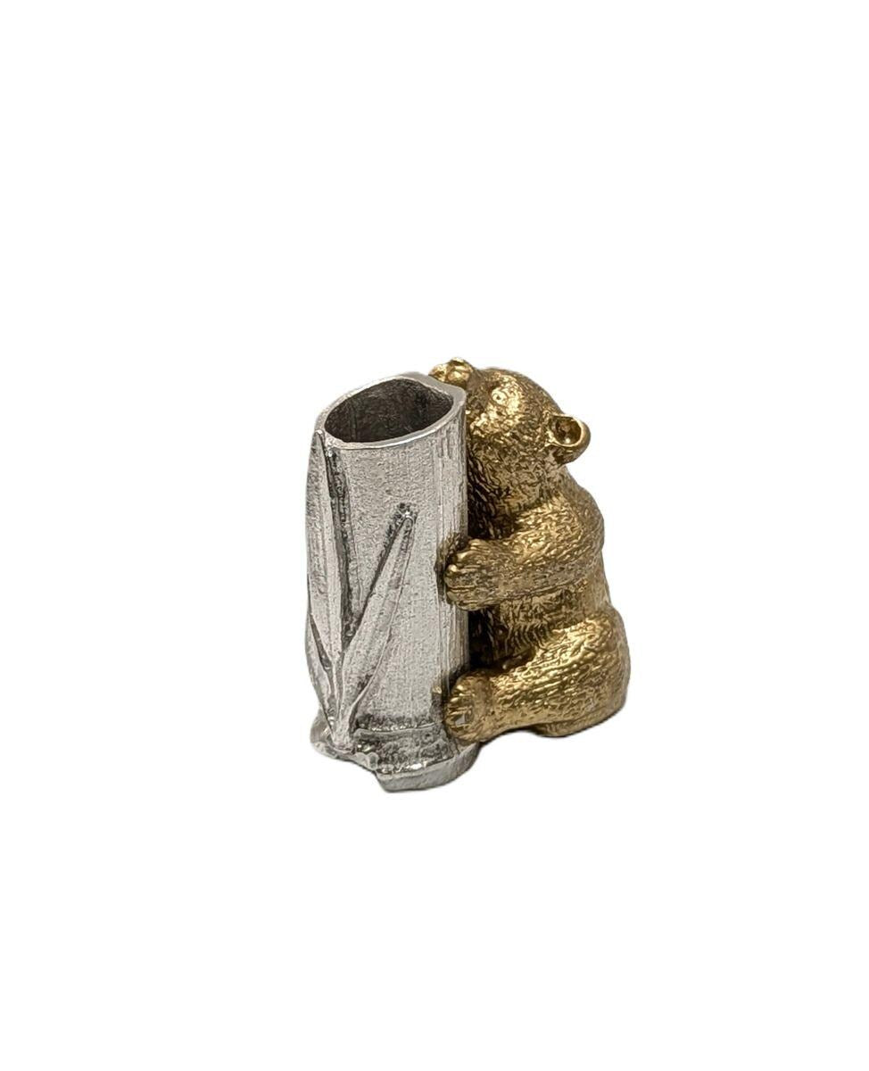 Minimalist Pewter Panda Personal Pen Holder Decor Collectible