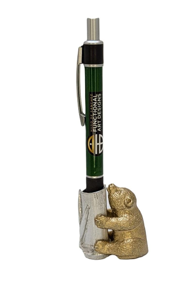 Minimalist Pewter Panda Personal Pen Holder Decor Collectible