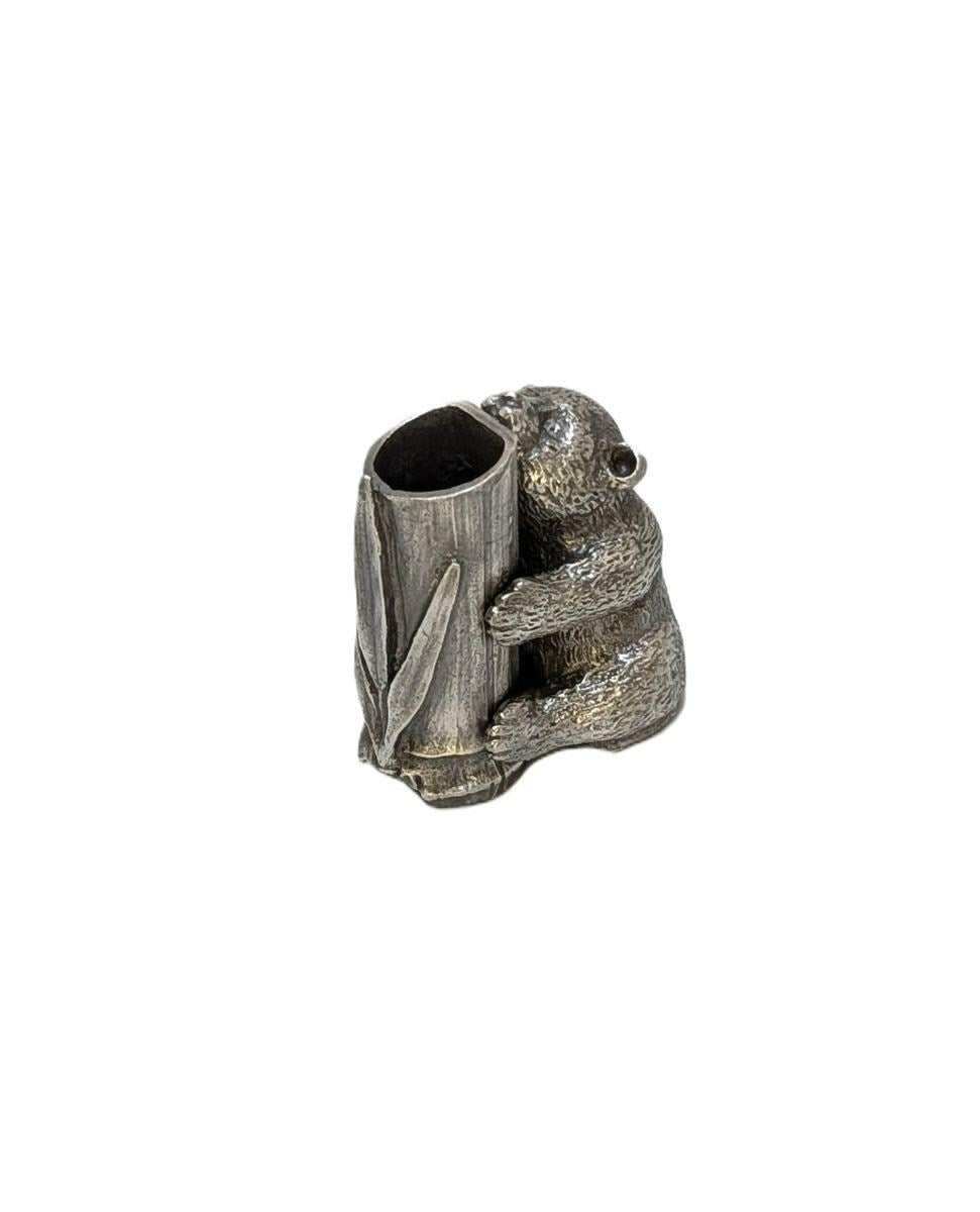 Minimalist Pewter Panda Personal Pen Holder Decor Collectible