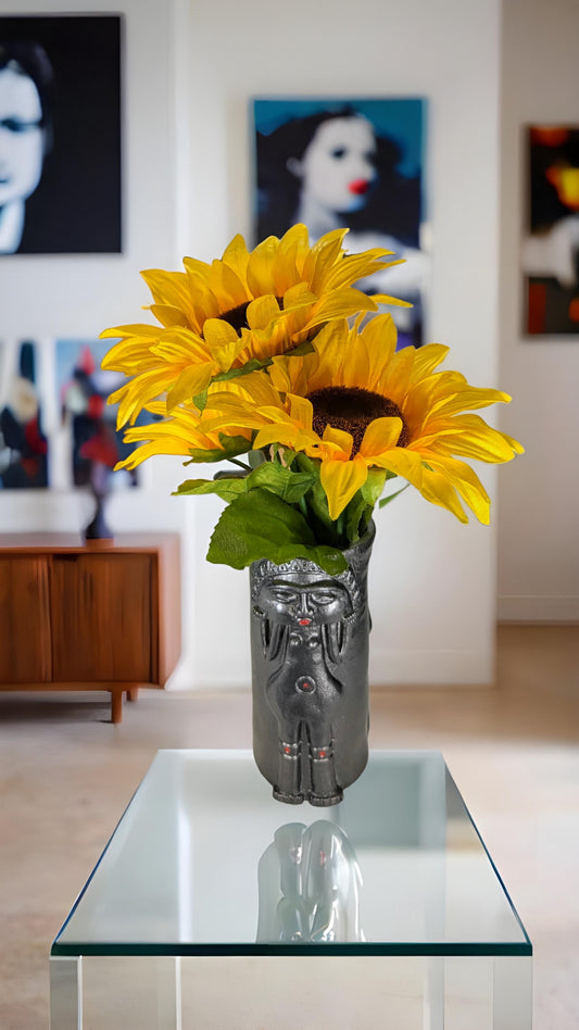 Diosa Luna Dios Sol Taino Handmade Vase Cultural Heritage Rustic Design