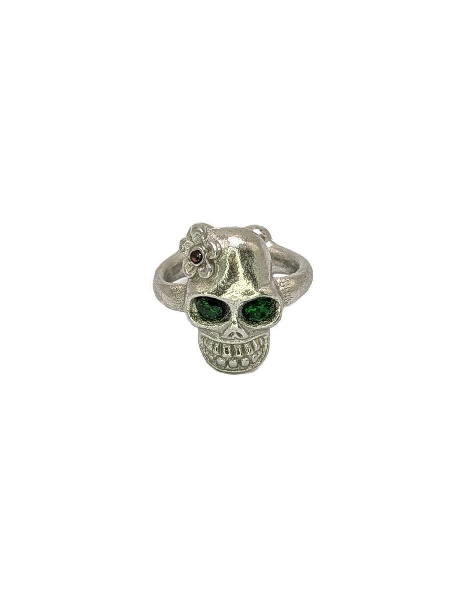 Skull Halloween Catrina Pewter Adjustable Ring