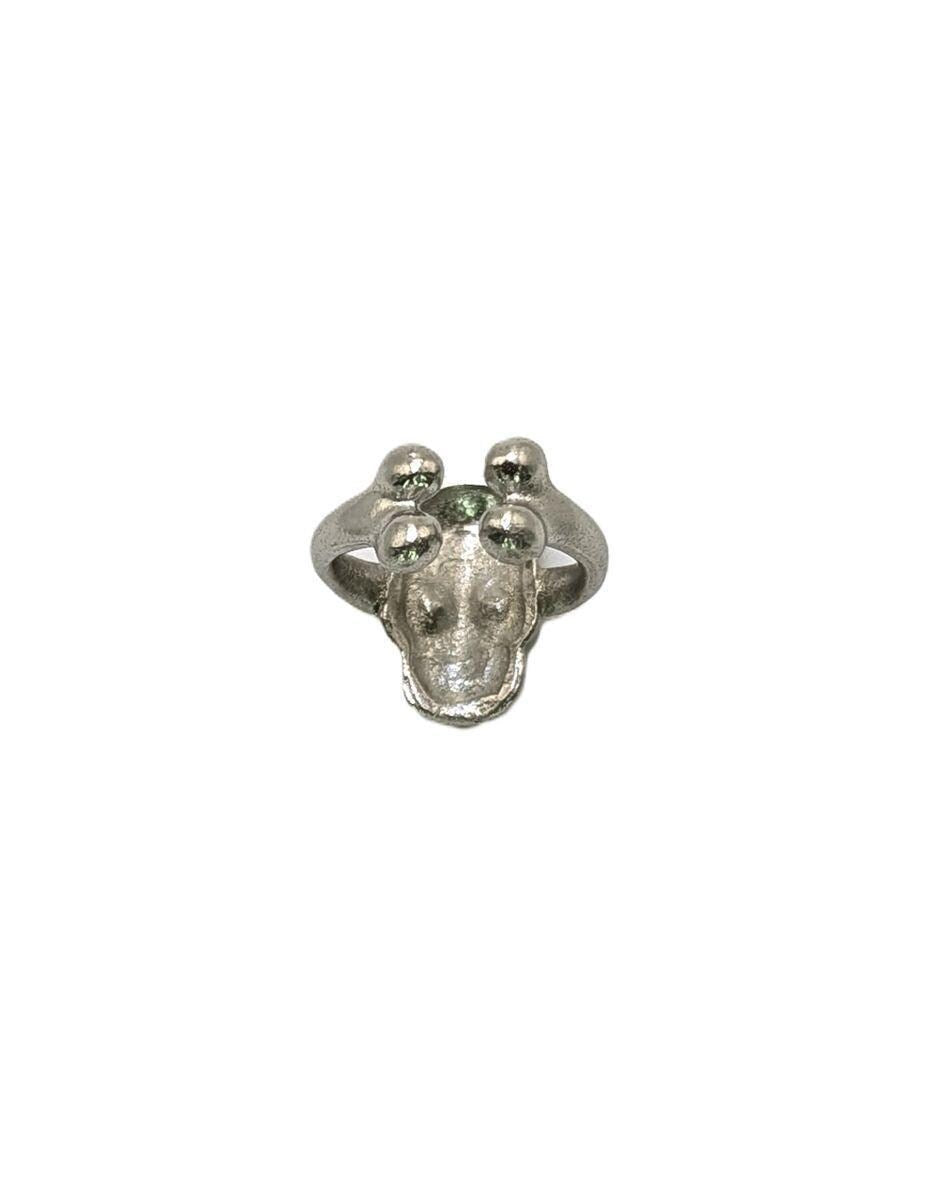 Skull Halloween Catrina Pewter Adjustable Ring