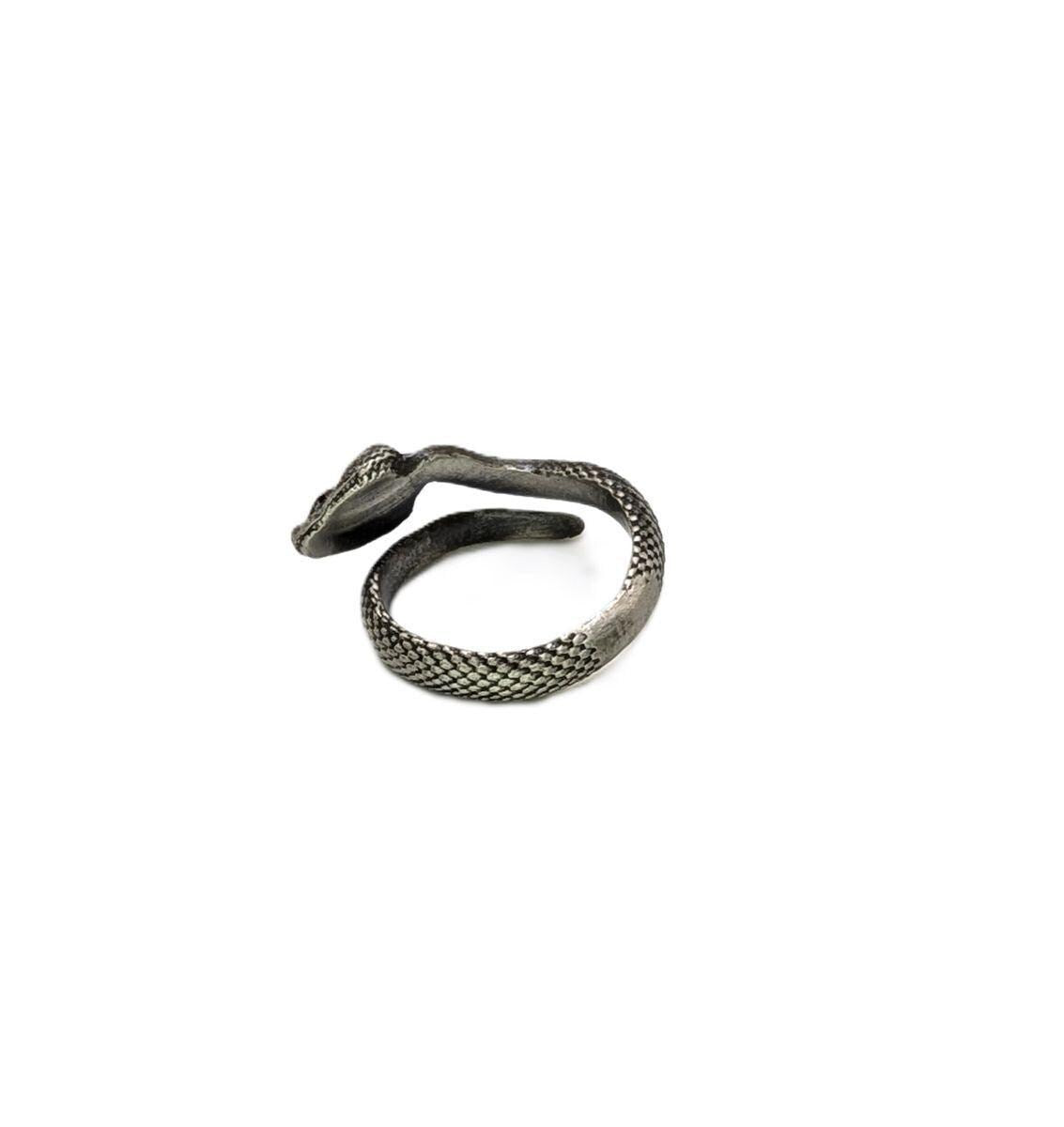 Copperhead Snake Stylish Pewter Adjustable Ring