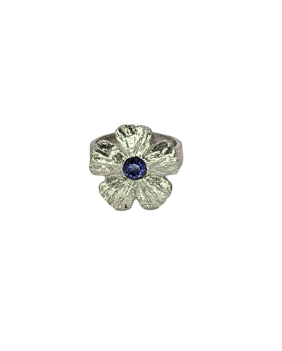 Stylish Black-eyed Susan Vine Pewter Adjustable Ring
