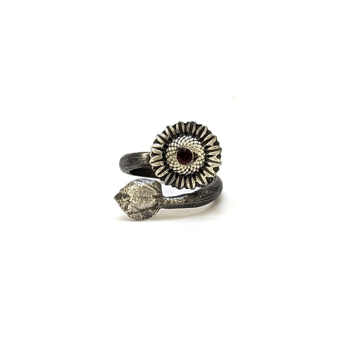Naomi's Sunflower Stylish Pewter Adjustable Ring