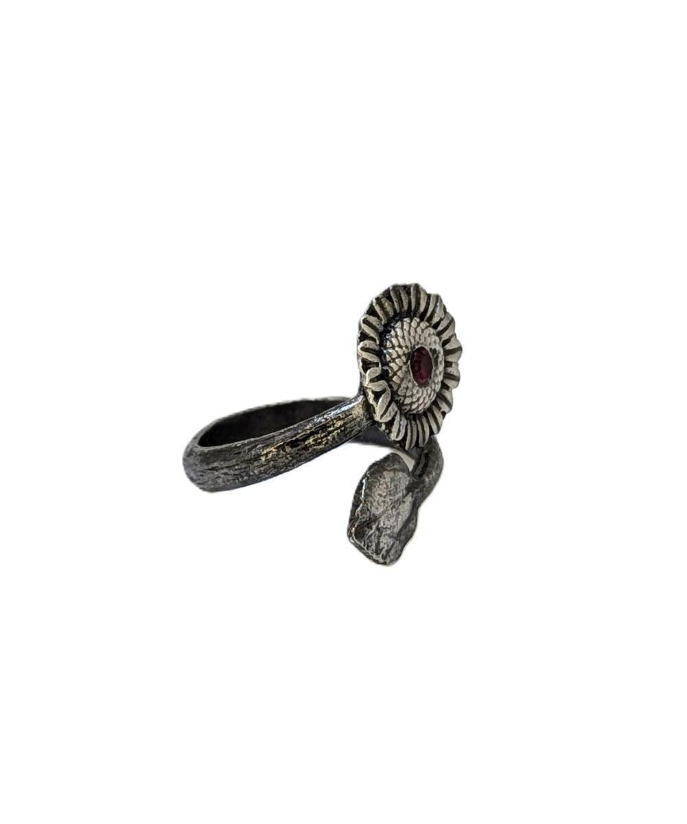 Naomi's Sunflower Stylish Pewter Adjustable Ring