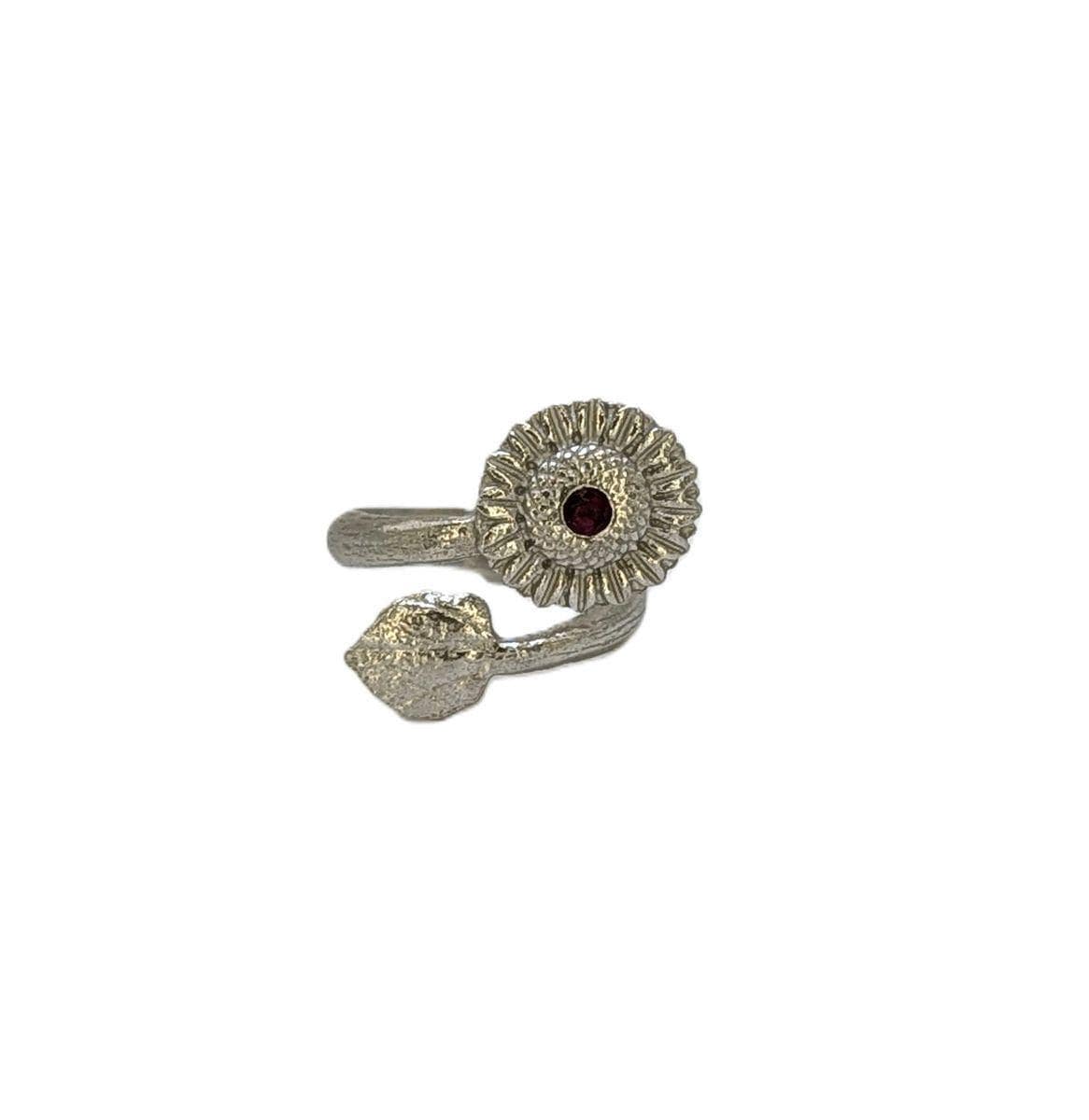 Naomi's Sunflower Stylish Pewter Adjustable Ring