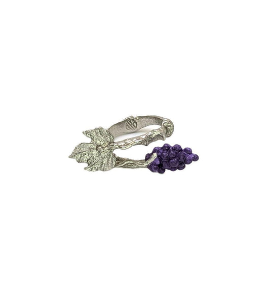 Stylish Grapes Pewter Adjustable Ring Inspired by Nature