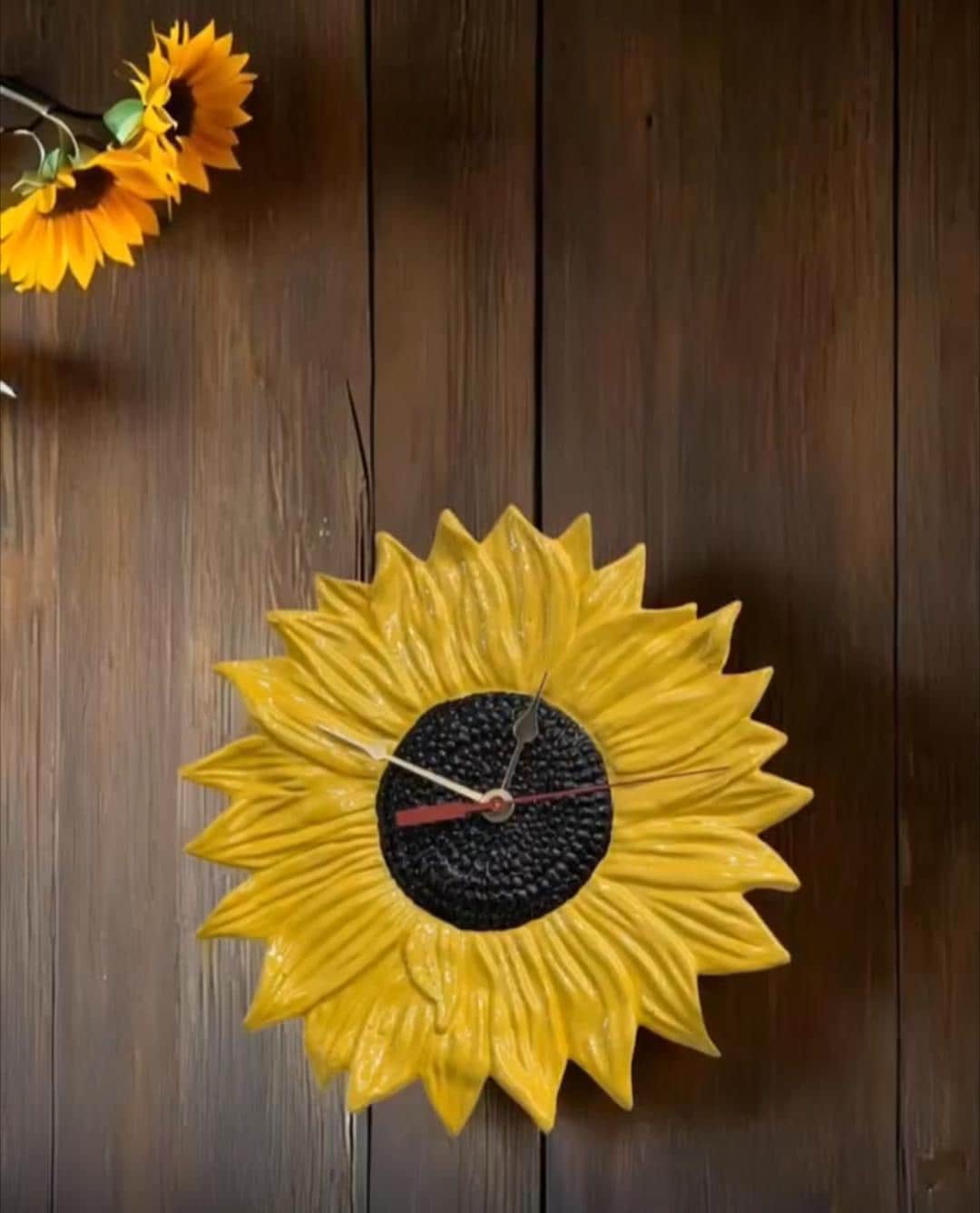 Sunflower Wall Clock Decor Genuine Silent Seiko Quartz Movement Battery Included