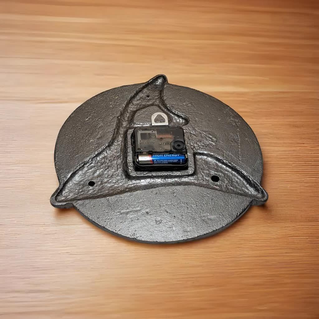 Taino Trigonolito Wall Clock: Resin Rustic Decor, Silent Seiko Movement