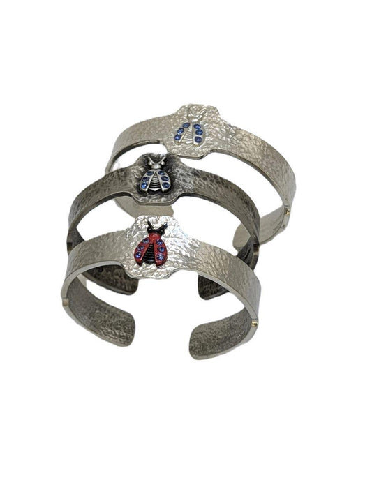 Lady Bug Pewter Charming Cuff Bracelet