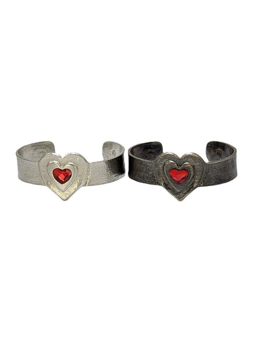 Loving Heart Pewter Cuff Bracelet