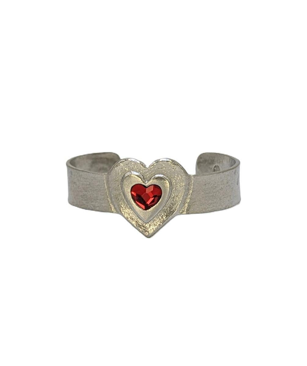 Loving Heart Pewter Cuff Bracelet